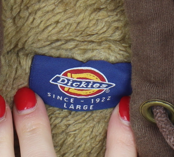 Dickies Men's Brown Hooded Jacket Size L Zip Casual