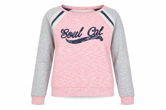 Front view of SoulCal Women's Pink & Grey Pullover Sweatshirt, size 10