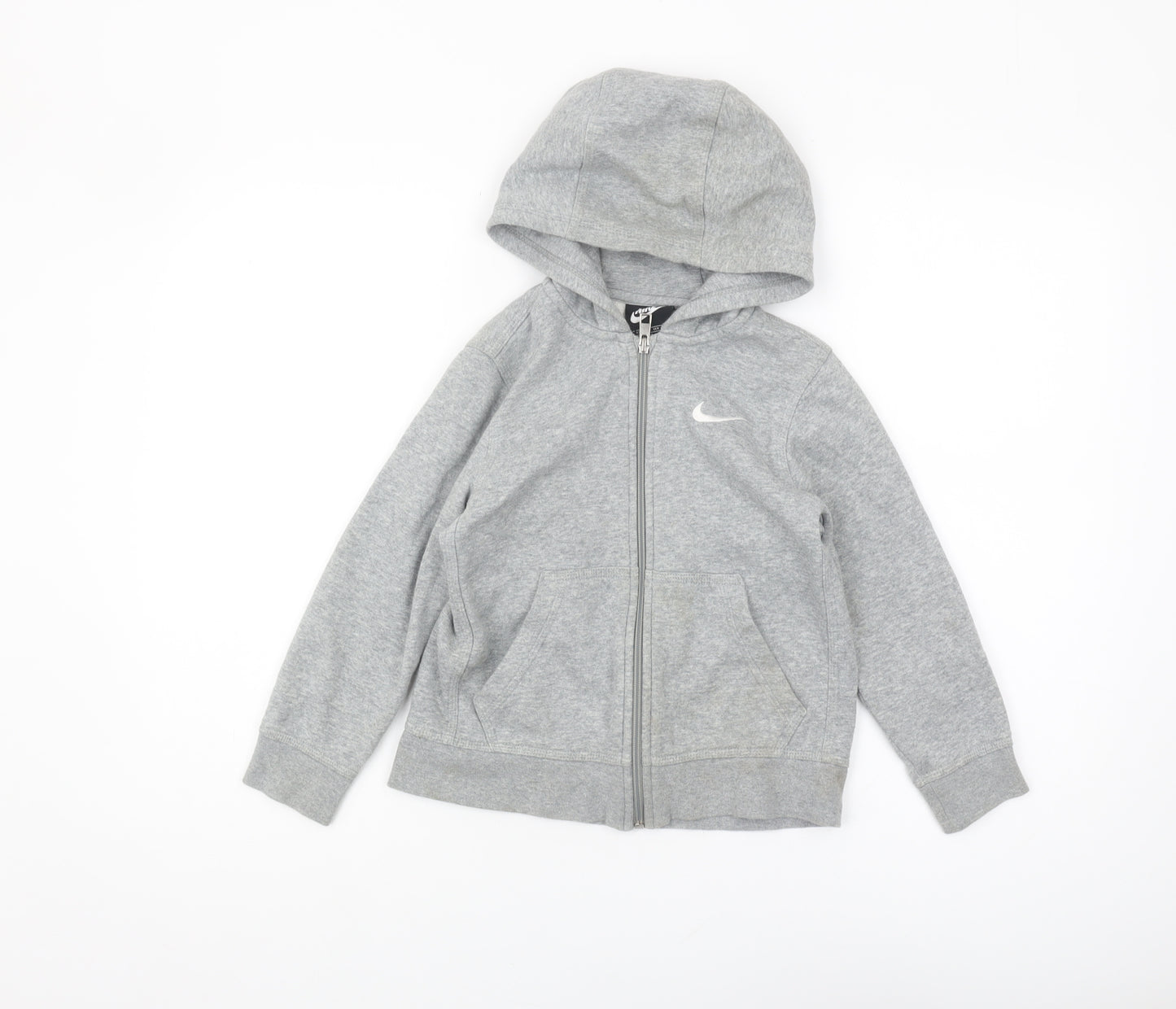 Nike Boys Grey Full Zip Hoodie - XS, Lightweight Logo