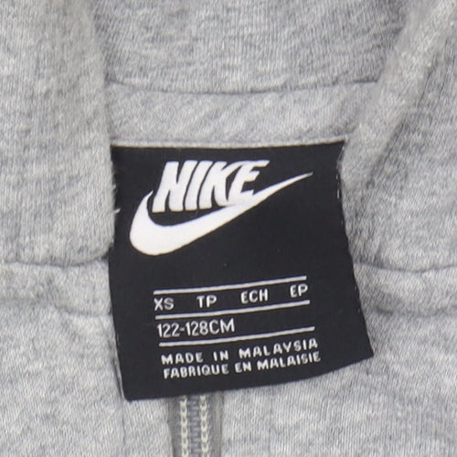 Nike Boys Grey Full Zip Hoodie - XS, Lightweight Logo