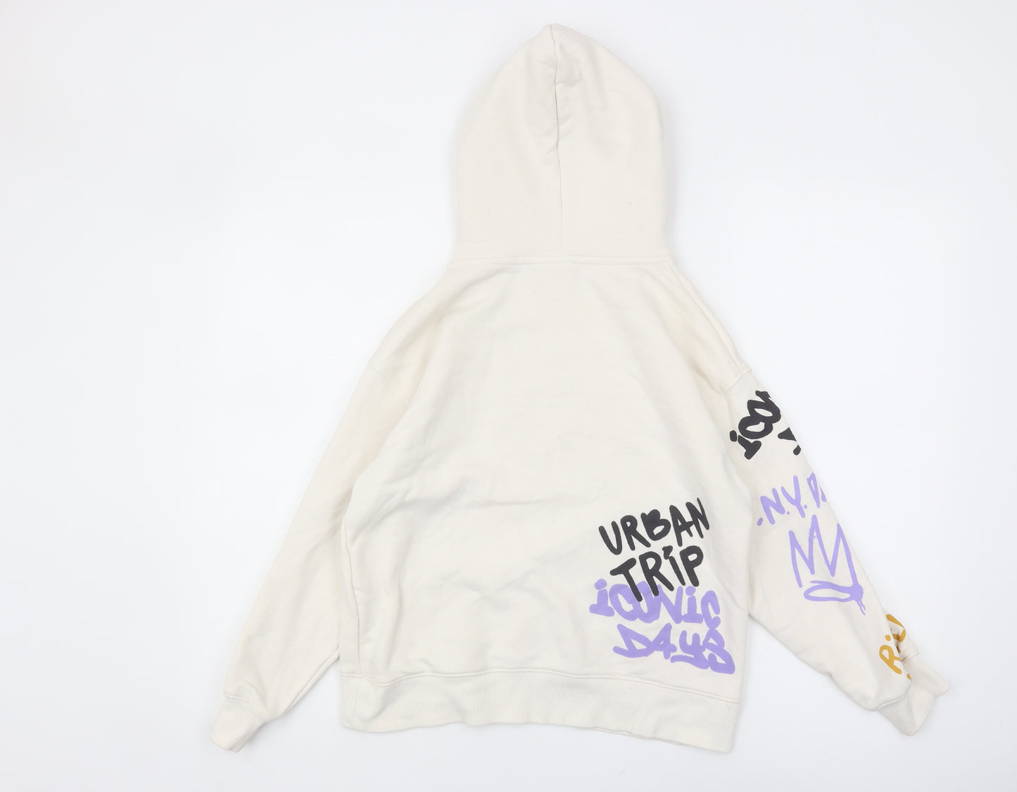 Zara Girls White Graphic Pullover Hoodie Size 10 Years