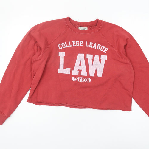 Pull&Bear Women's Red Crew Neck Sweatshirt Size 8