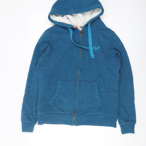 Weird Fish Women's Blue Hoodie Size 12 Full Zip
