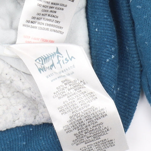 Weird Fish Women's Blue Hoodie Size 12 Full Zip