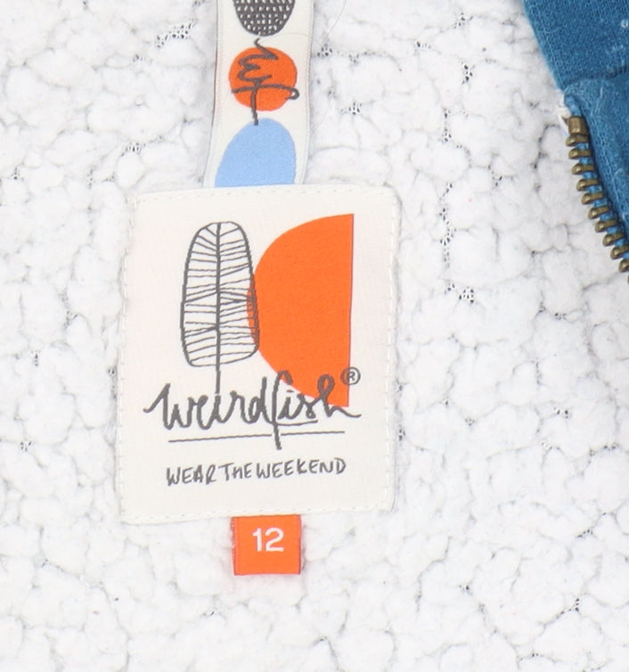 Weird Fish Women's Blue Hoodie Size 12 Full Zip