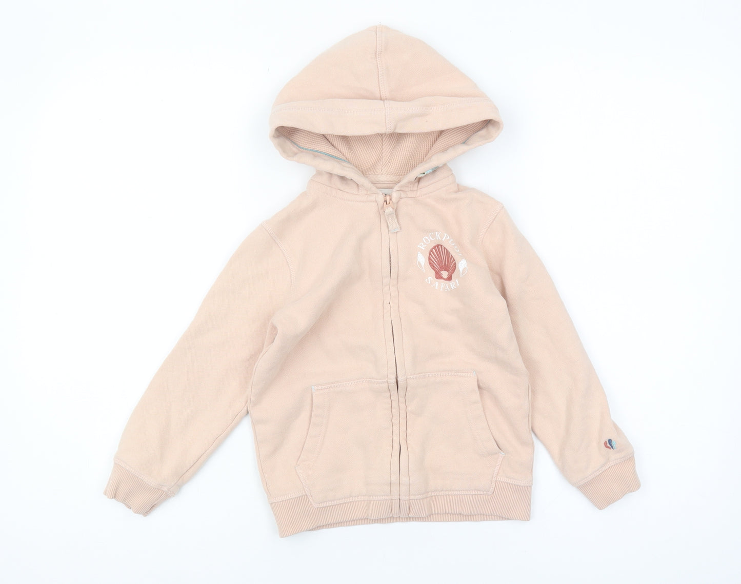 FatFace Girls Beige Full Zip Hoodie, Age 5-6, Sea Life Print