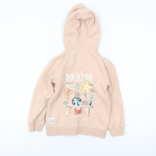 FatFace Girls Beige Full Zip Hoodie, Age 5-6, Sea Life Print