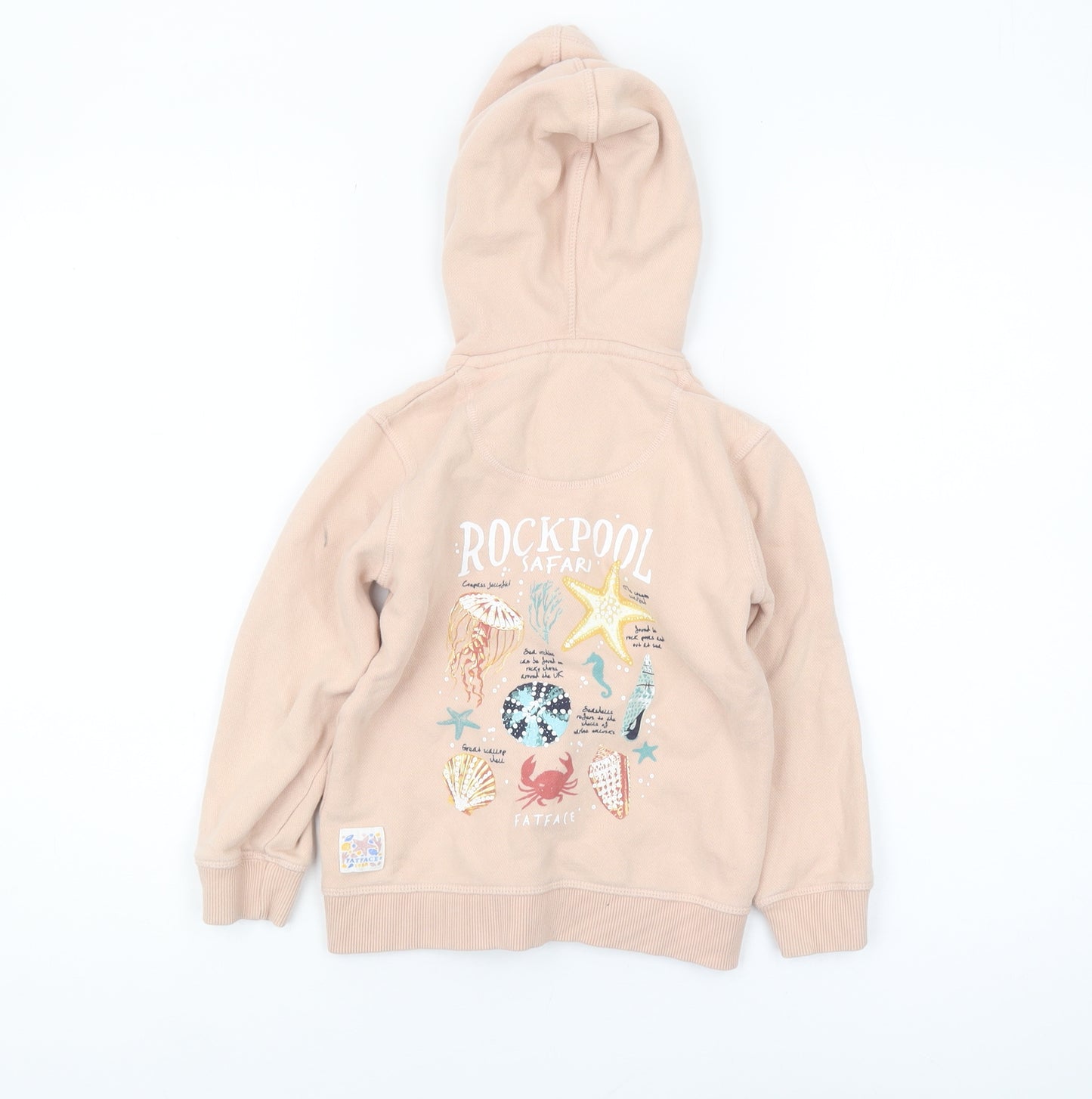 FatFace Girls Beige Full Zip Hoodie, Age 5-6, Sea Life Print