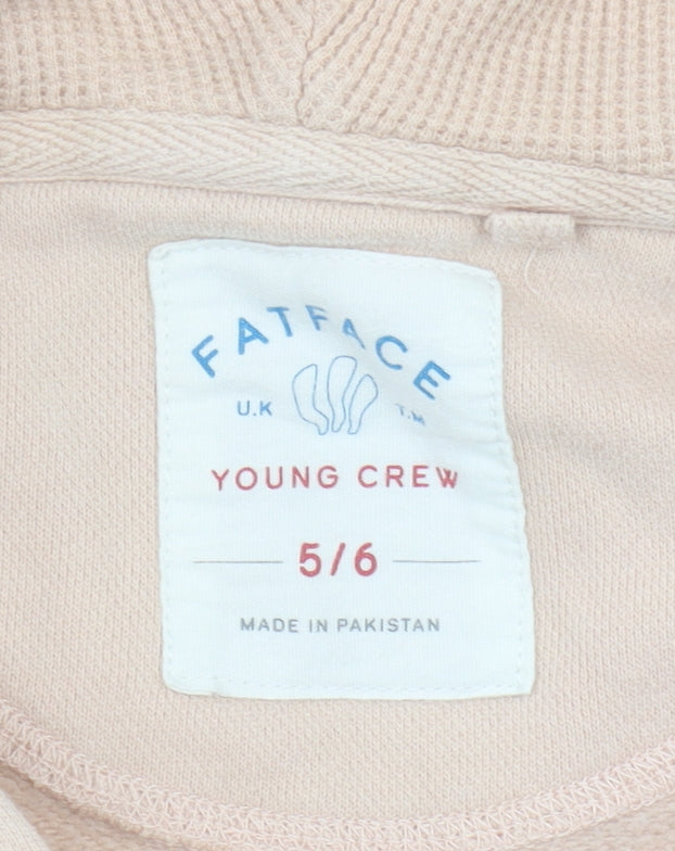 FatFace Girls Beige Full Zip Hoodie, Age 5-6, Sea Life Print