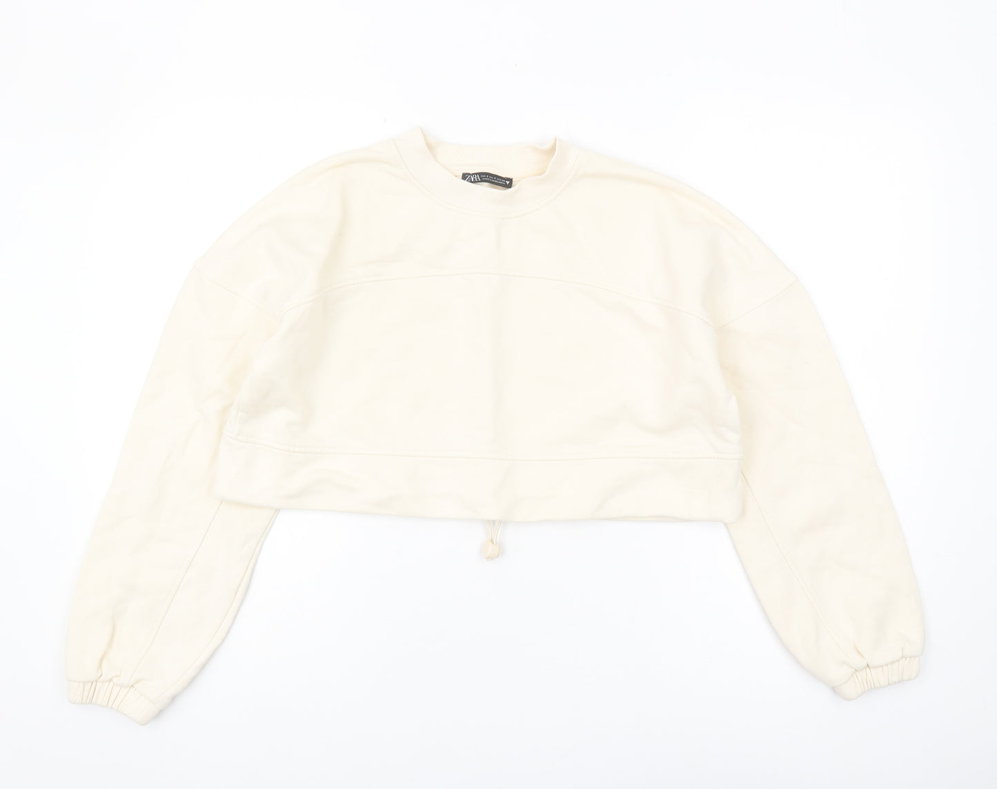Zara Women's Ivory Crew Neck Sweatshirt - Size S