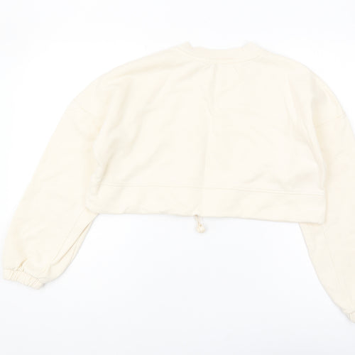 Zara Women's Ivory Crew Neck Sweatshirt - Size S
