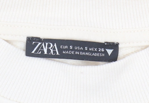 Zara Women's Ivory Crew Neck Sweatshirt - Size S