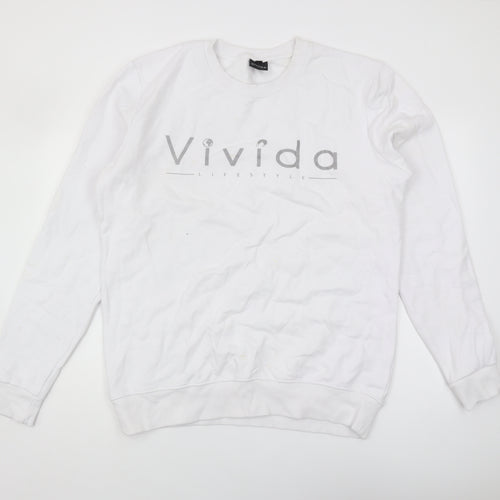 Vivida Lifestyle Men's White Pullover Sweatshirt - L