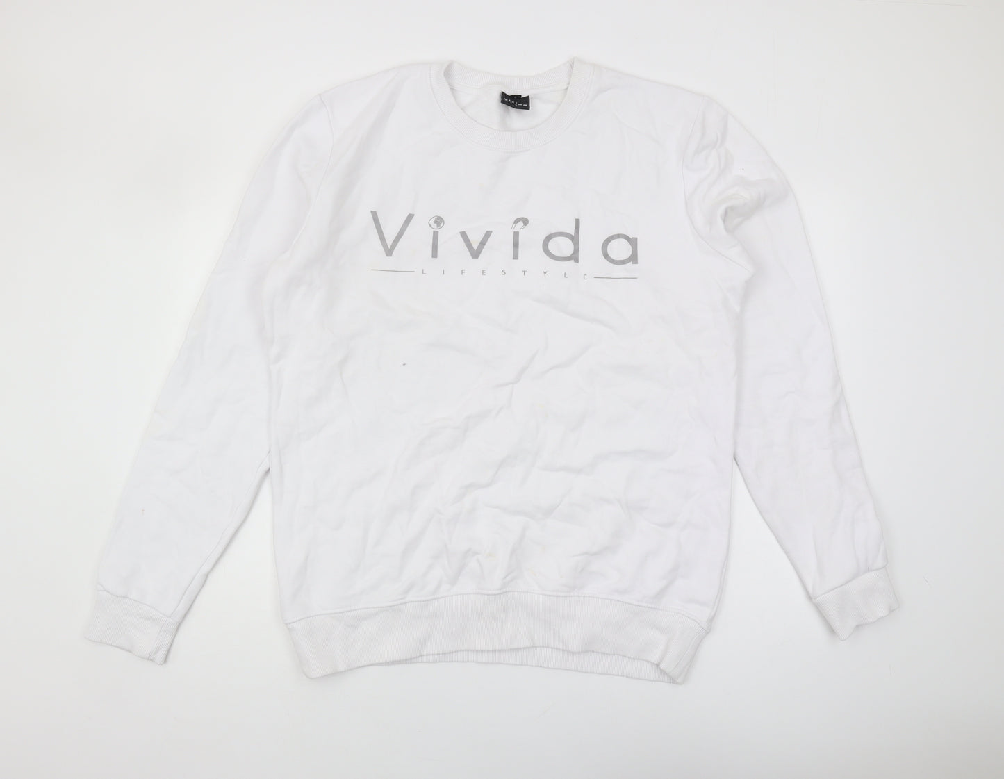 Vivida Lifestyle Men's White Pullover Sweatshirt - L