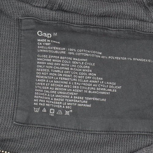 Gap Men's Grey Full Zip Hoodie, Size M, Regular Fit