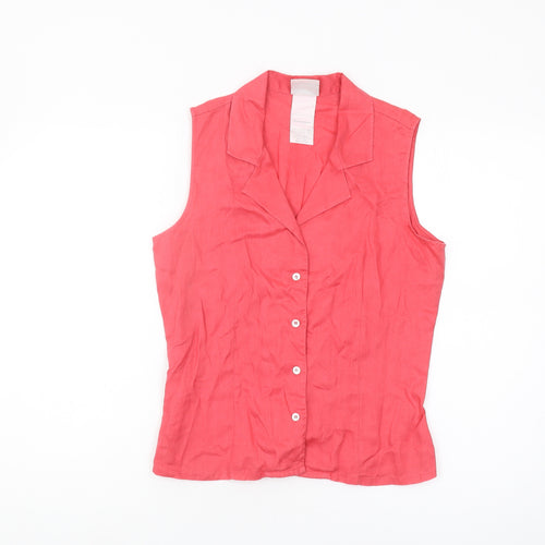 Laura Ashley Red Linen Blouse for Women, Size 12