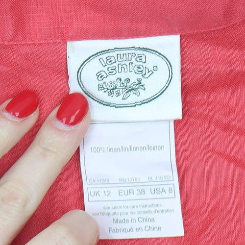 Laura Ashley Red Linen Blouse for Women, Size 12