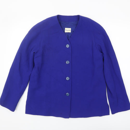 Viyella Women's Blue Blazer UK 10, Single-Breasted