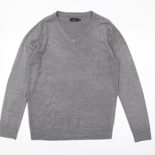 Jeff Banks Men's Grey V-Neck Pullover Jumper, L