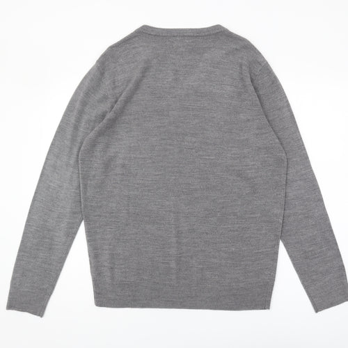 Jeff Banks Men's Grey V-Neck Pullover Jumper, L