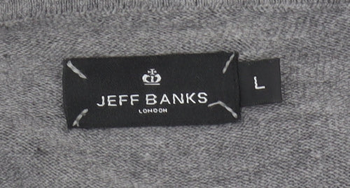 Jeff Banks Men's Grey V-Neck Pullover Jumper, L