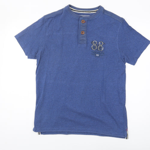 Fat Face Men's Blue Henley T-Shirt, Size S