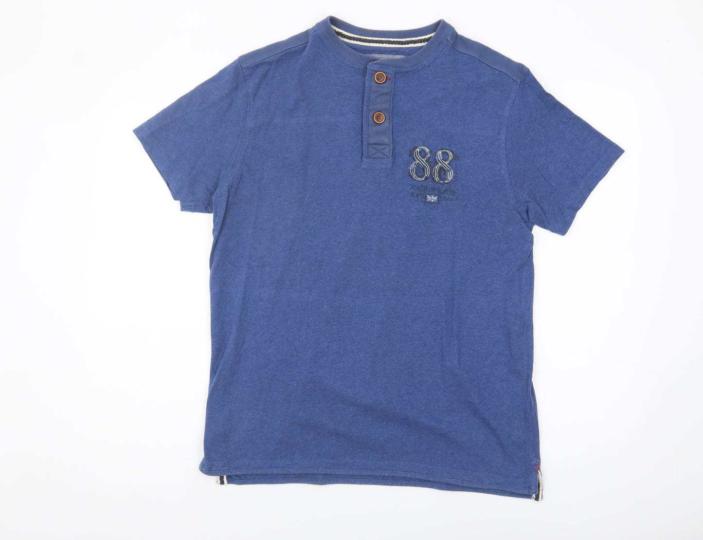 Fat Face Men's Blue Henley T-Shirt, Size S