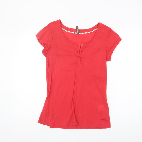 Weird Fish Women's Red Scoop Neck T-Shirt Size 8