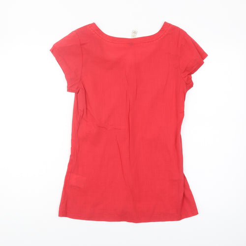 Weird Fish Women's Red Scoop Neck T-Shirt Size 8