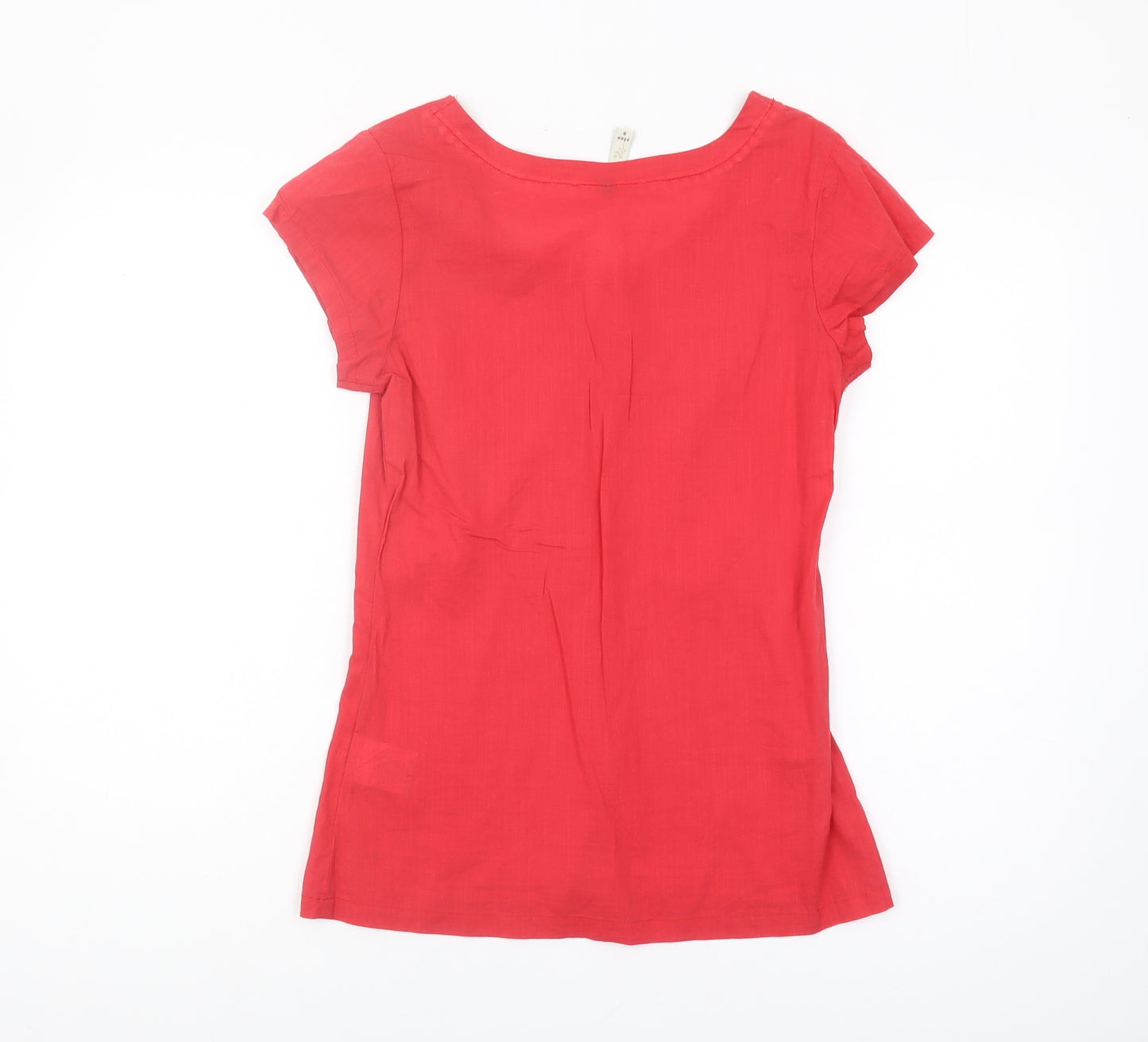 Weird Fish Women's Red Scoop Neck T-Shirt Size 8