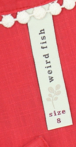 Weird Fish Women's Red Scoop Neck T-Shirt Size 8