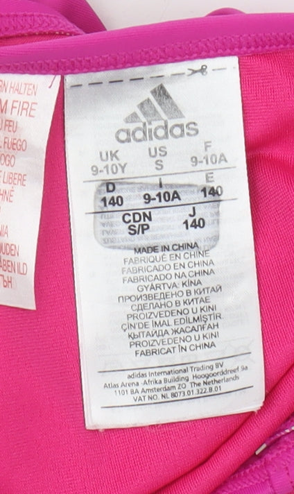 Adidas Girls Pink One Piece Swimsuit Size 9-10Y