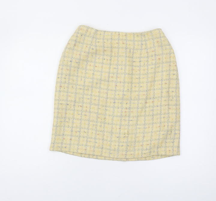 Laura Ashley Women's Yellow Check Pencil Skirt Size 12