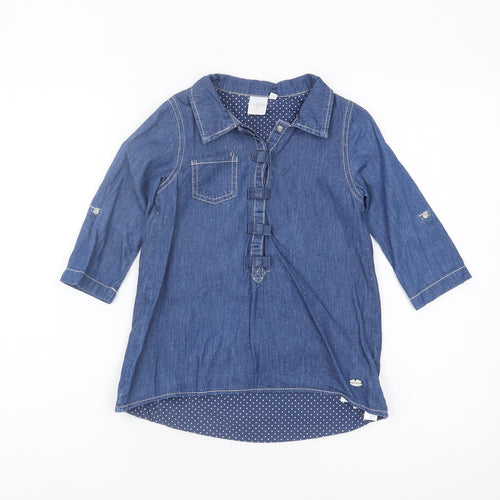Jasper Conran Junior Girls Blue Cotton Blouse 4-5 Years