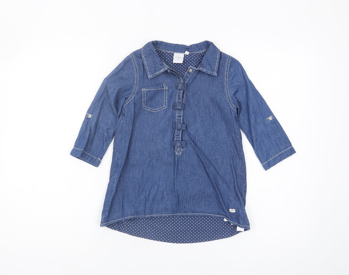 Jasper Conran Junior Girls Blue Cotton Blouse 4-5 Years