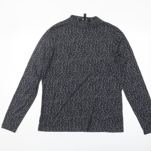 Long Tall Sally Women's Grey Animal Print Top L