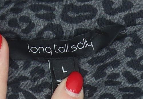 Long Tall Sally Women's Grey Animal Print Top L