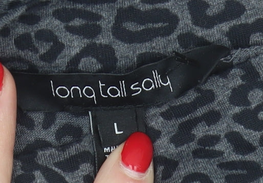 Long Tall Sally Women's Grey Animal Print Top L
