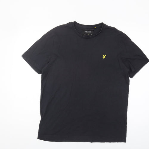 Lyle & Scott Men's Black Cotton T-Shirt, Size L, Crew Neck