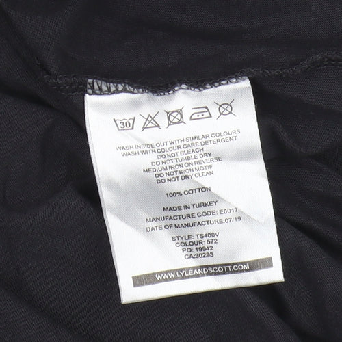 Lyle & Scott Men's Black Cotton T-Shirt, Size L, Crew Neck