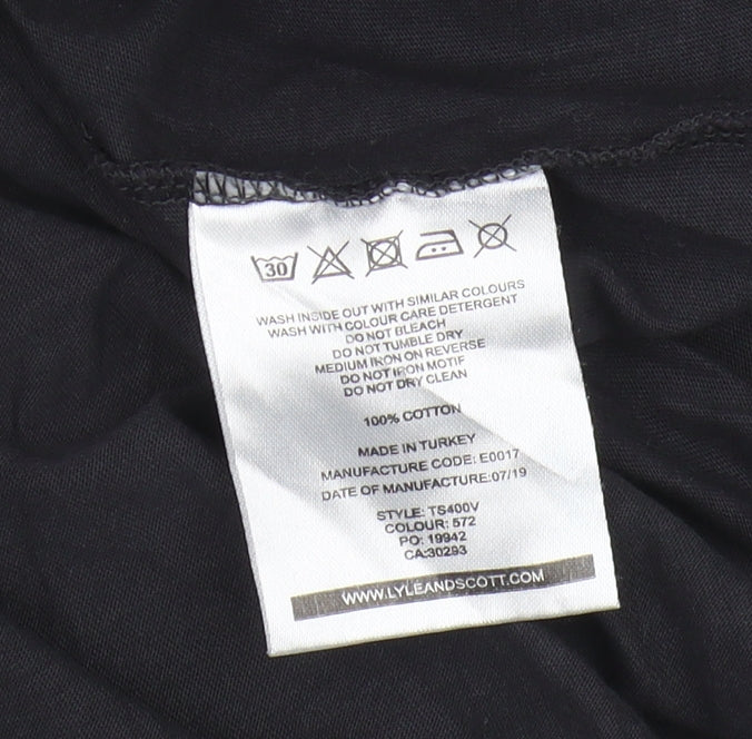 Lyle & Scott Men's Black Cotton T-Shirt, Size L, Crew Neck