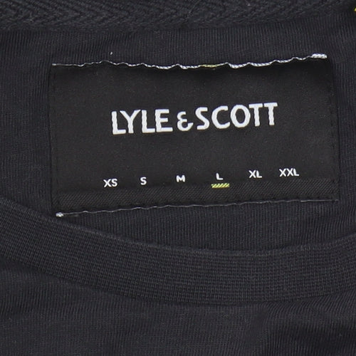 Lyle & Scott Men's Black Cotton T-Shirt, Size L, Crew Neck