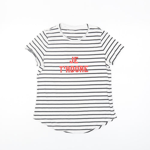 Banana Republic Womens 2XS Petite Striped Crew Neck T-Shirt