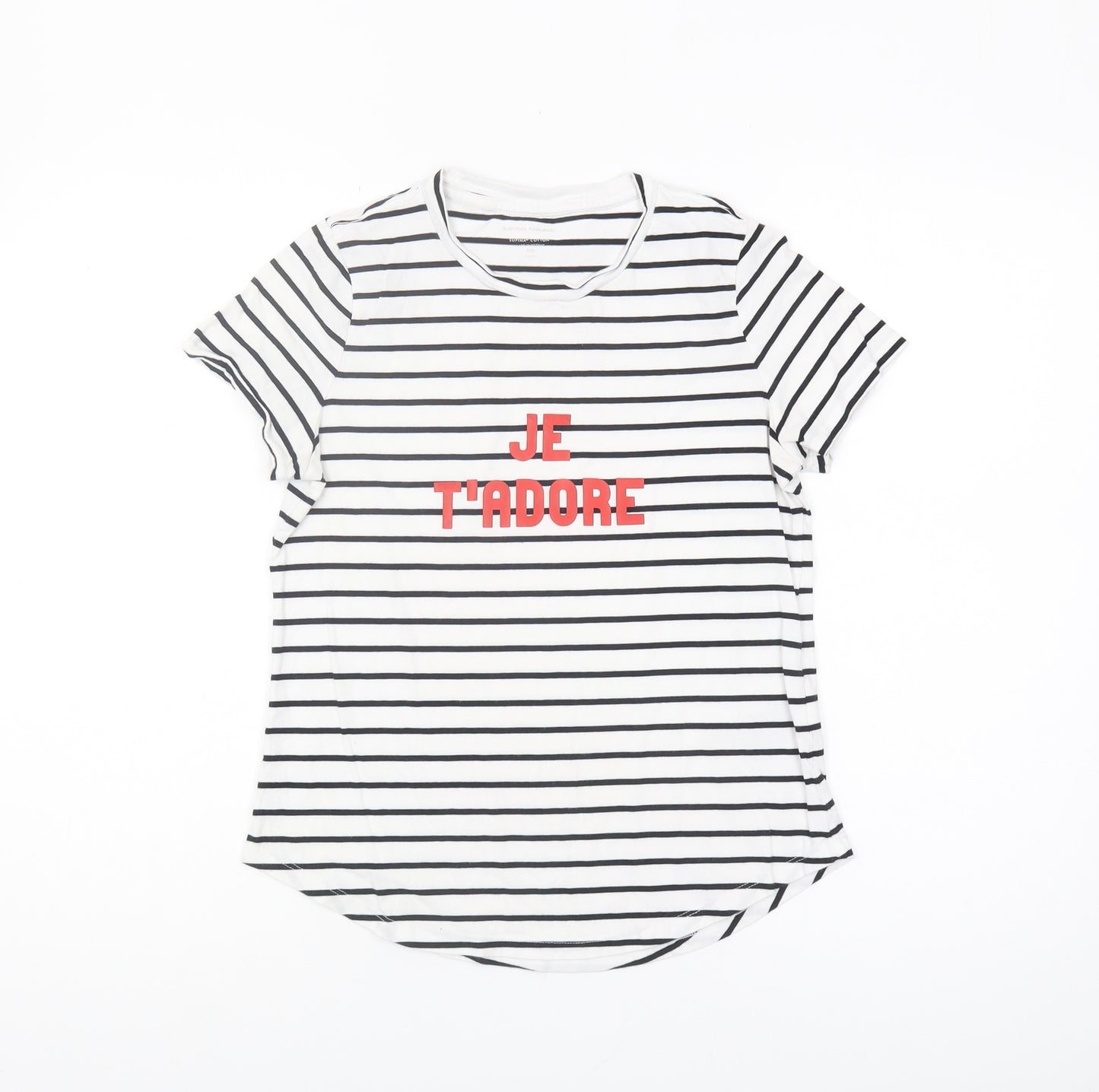 Banana Republic Womens 2XS Petite Striped Crew Neck T-Shirt