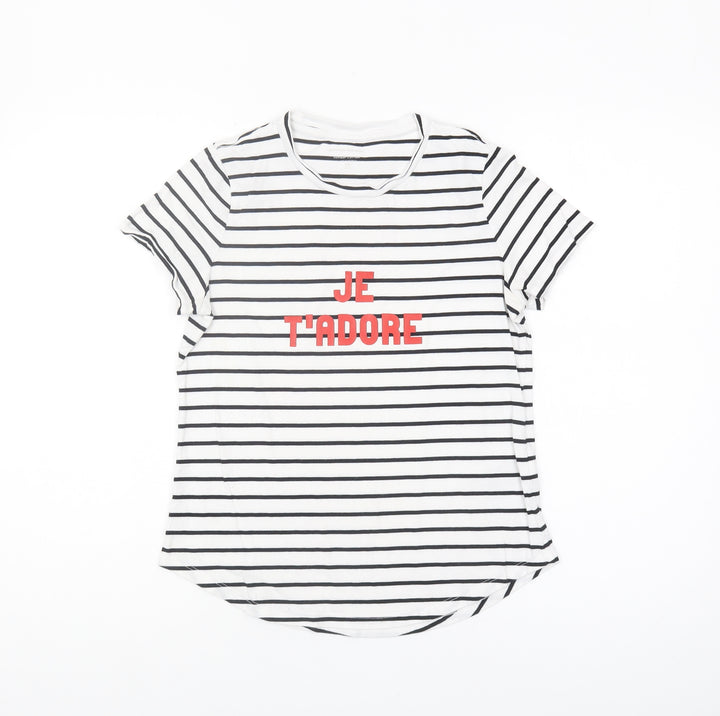 Banana Republic Womens 2XS Petite Striped Crew Neck T-Shirt