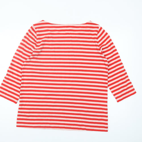 WoolOvers Women's Red Striped Boat Neck T-Shirt M