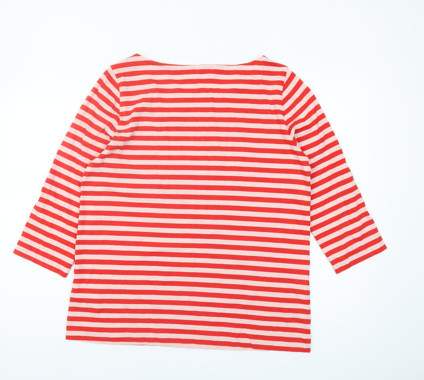 WoolOvers Women's Red Striped Boat Neck T-Shirt M