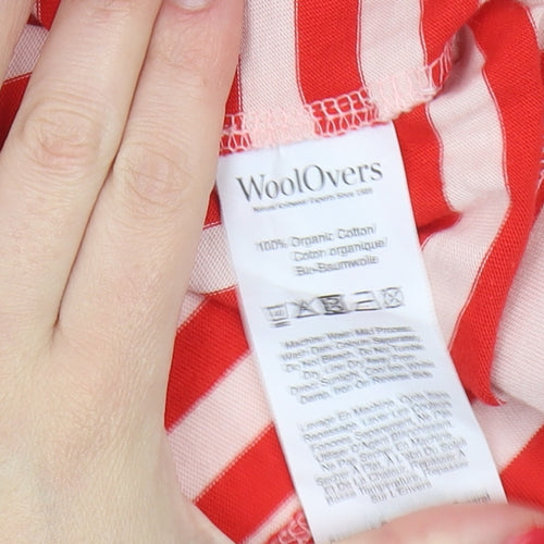 WoolOvers Women's Red Striped Boat Neck T-Shirt M