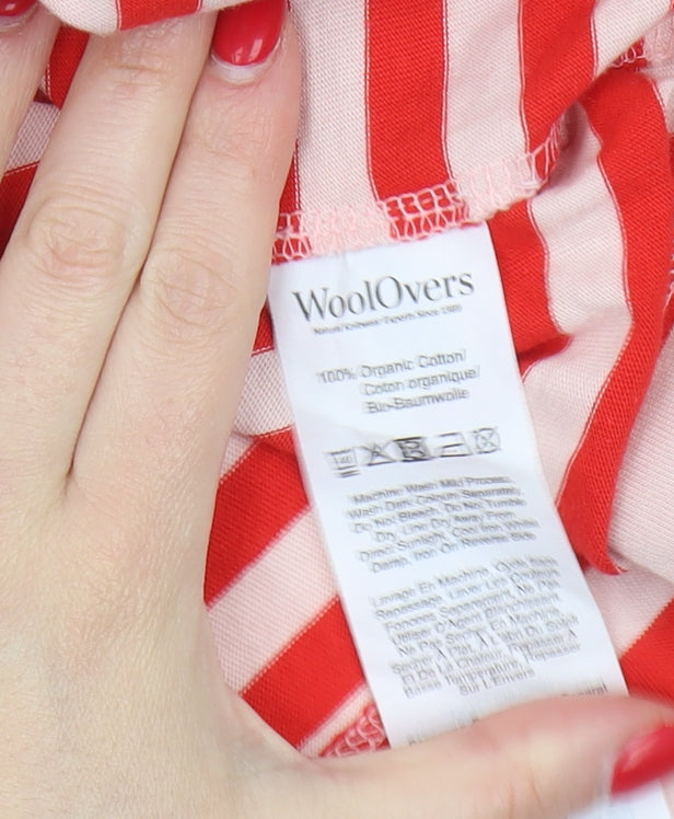 WoolOvers Women's Red Striped Boat Neck T-Shirt M