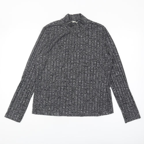 Whistles Women's Grey Basic Long Sleeve High Neck Top